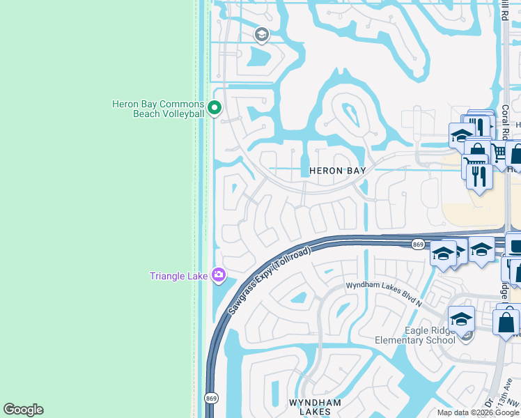 map of restaurants, bars, coffee shops, grocery stores, and more near 5853 Northwest 124th Way in Tamarac
