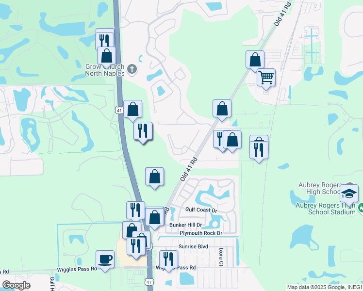 map of restaurants, bars, coffee shops, grocery stores, and more near 6 Turtle Creek Drive in Naples