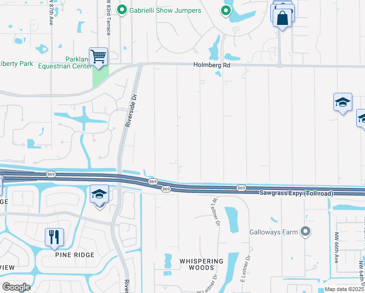 map of restaurants, bars, coffee shops, grocery stores, and more near 5936 Northwest 79th Way in Parkland