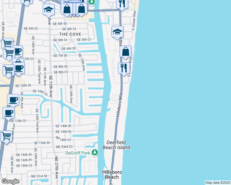 map of restaurants, bars, coffee shops, grocery stores, and more near 1228 Hillsboro Mile in Hillsboro Beach