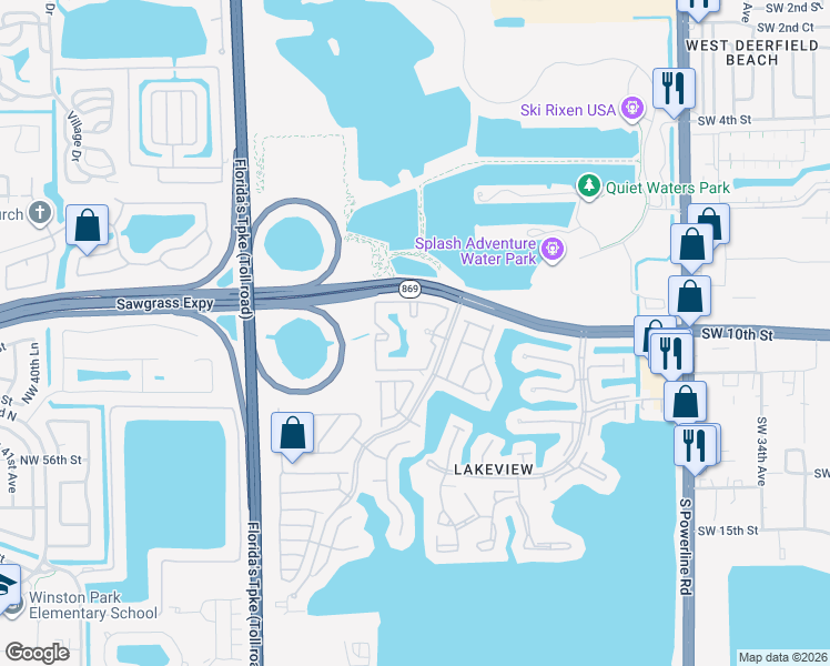 map of restaurants, bars, coffee shops, grocery stores, and more near 4359 Southwest 10th Place in Deerfield Beach