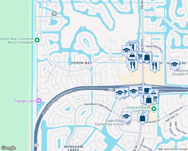 map of restaurants, bars, coffee shops, grocery stores, and more near 5764 Northwest 120th Avenue in Tamarac