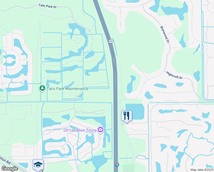 map of restaurants, bars, coffee shops, grocery stores, and more near 16348 Vianso Way in Naples