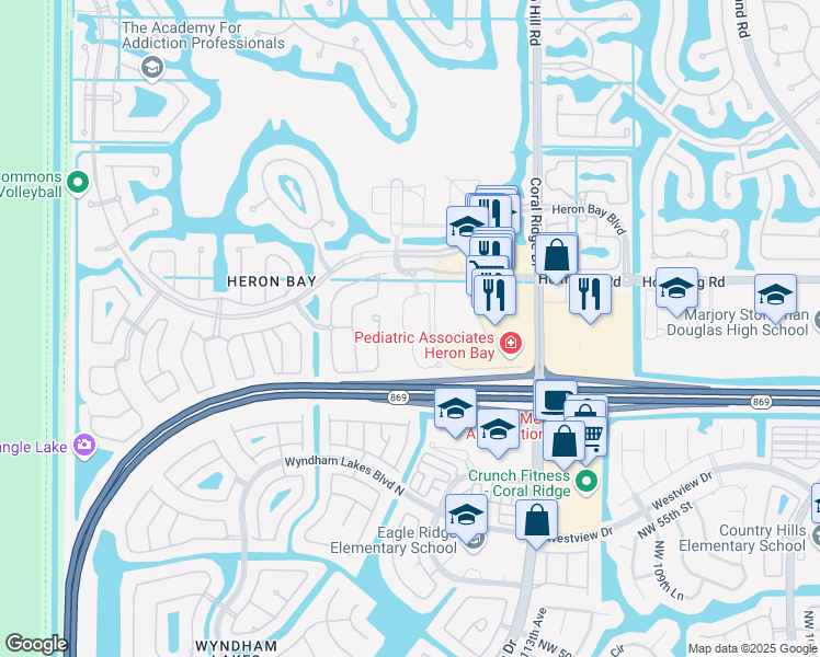 map of restaurants, bars, coffee shops, grocery stores, and more near 5982 Northwest 118th Drive in Tamarac