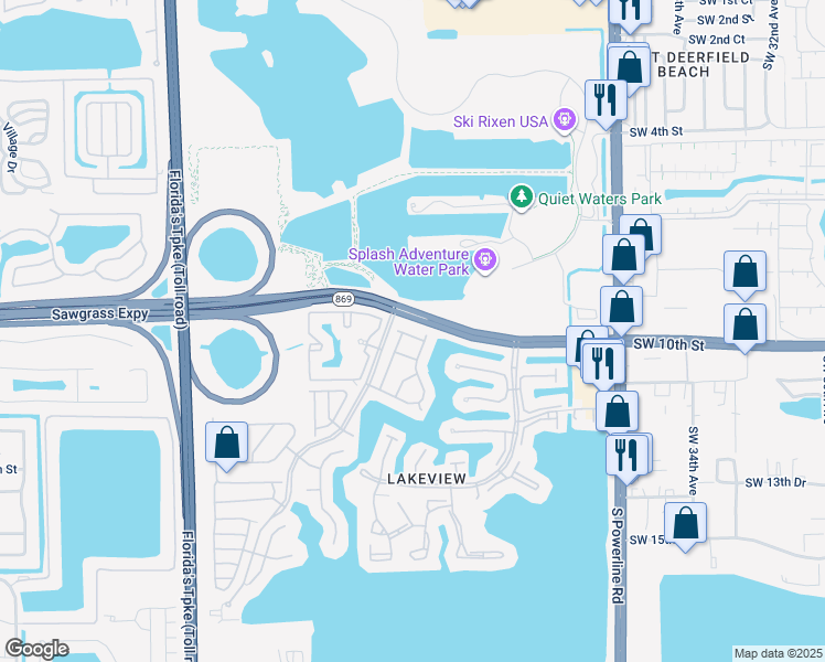 map of restaurants, bars, coffee shops, grocery stores, and more near 1024 Southwest 42nd Avenue in Deerfield Beach