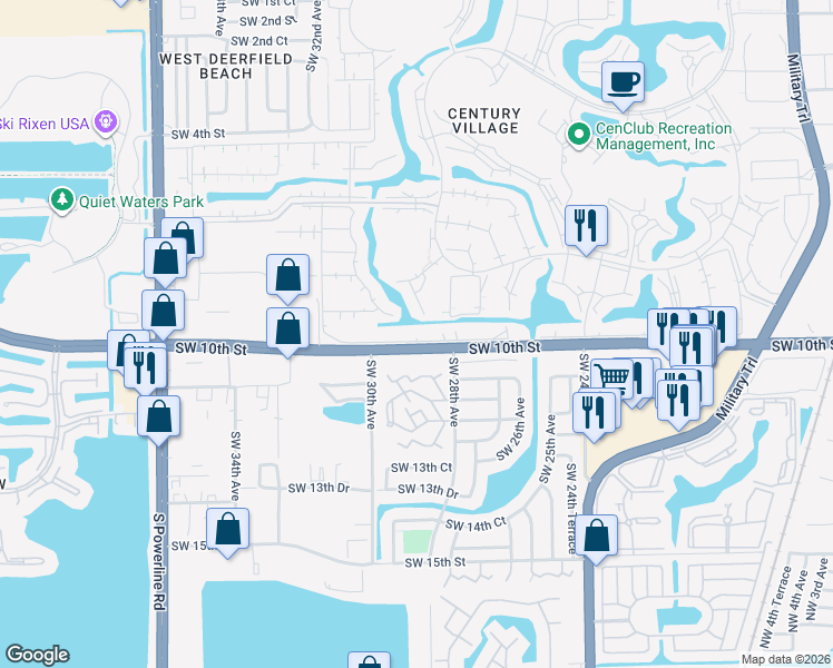 map of restaurants, bars, coffee shops, grocery stores, and more near 3097 Newport North in Deerfield Beach