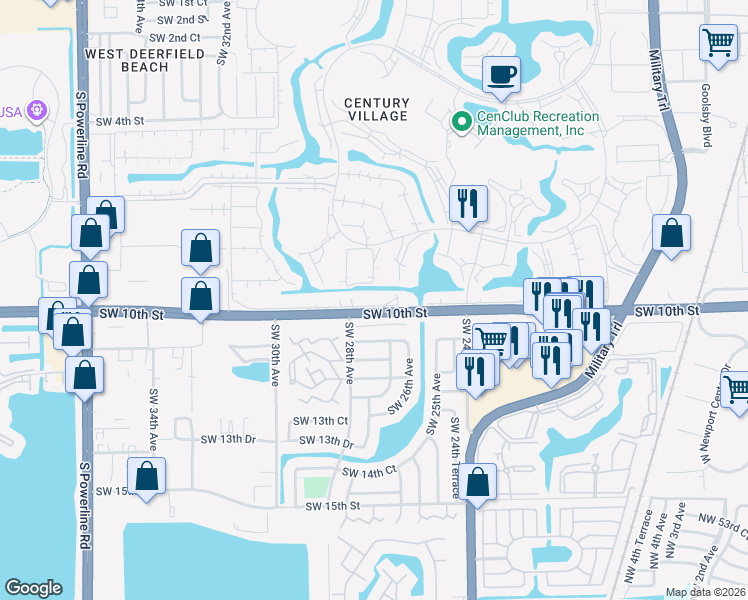 map of restaurants, bars, coffee shops, grocery stores, and more near 4119 Newport U in Deerfield Beach
