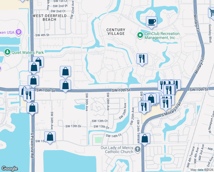 map of restaurants, bars, coffee shops, grocery stores, and more near 110 Oakridge H in Deerfield Beach