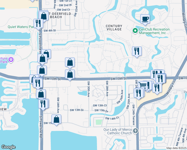 map of restaurants, bars, coffee shops, grocery stores, and more near 1060 Newport North in Deerfield Beach