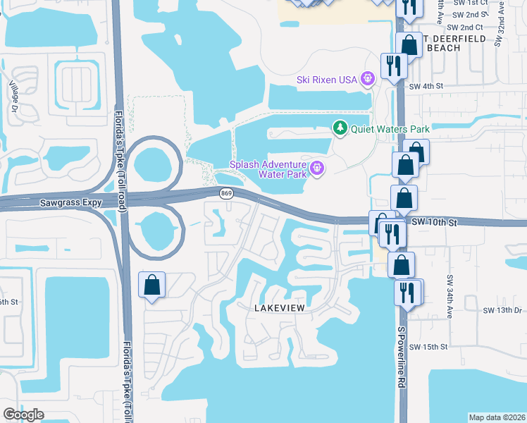 map of restaurants, bars, coffee shops, grocery stores, and more near 4275 Southwest 10th Court in Deerfield Beach