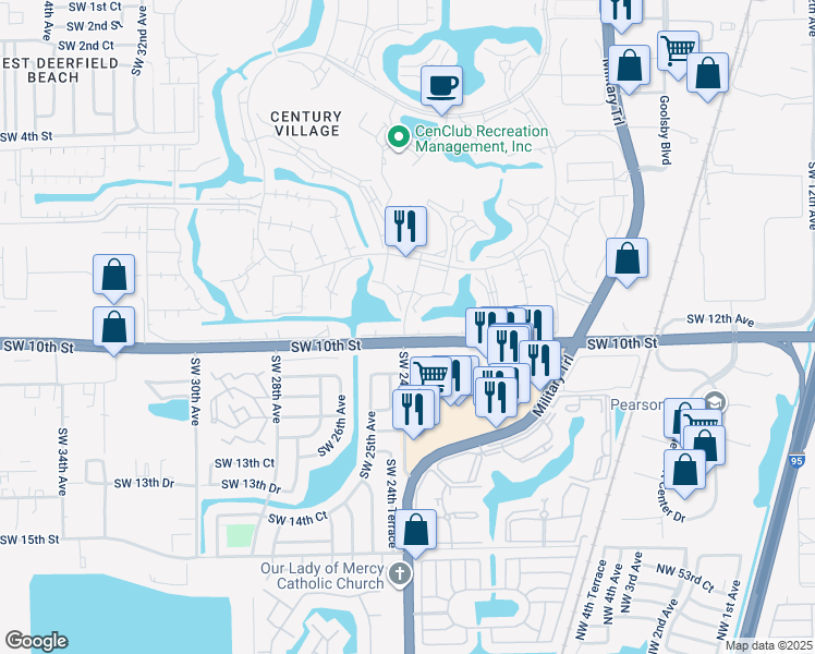 map of restaurants, bars, coffee shops, grocery stores, and more near 1024 Harwood C in Deerfield Beach