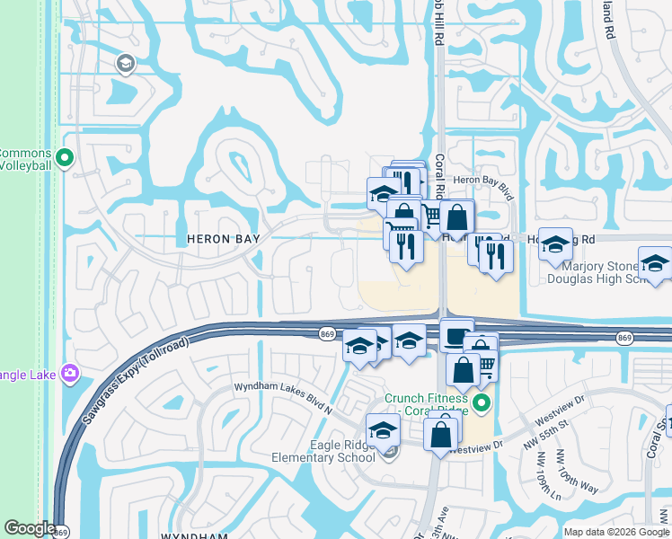 map of restaurants, bars, coffee shops, grocery stores, and more near 6048 Northwest 118th Drive in Tamarac