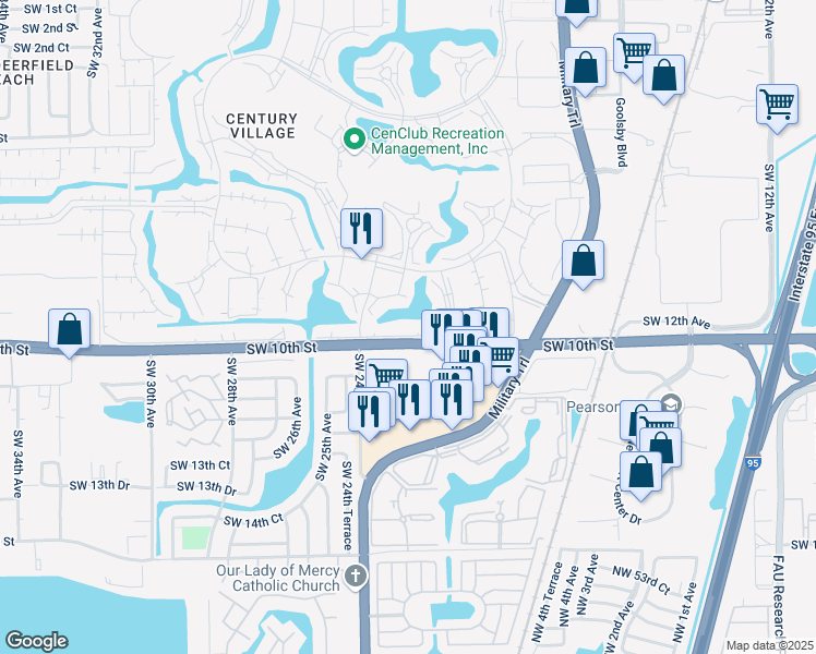 map of restaurants, bars, coffee shops, grocery stores, and more near 4018 Harwood C in Deerfield Beach