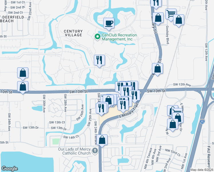 map of restaurants, bars, coffee shops, grocery stores, and more near 4018 Harwood C in Deerfield Beach