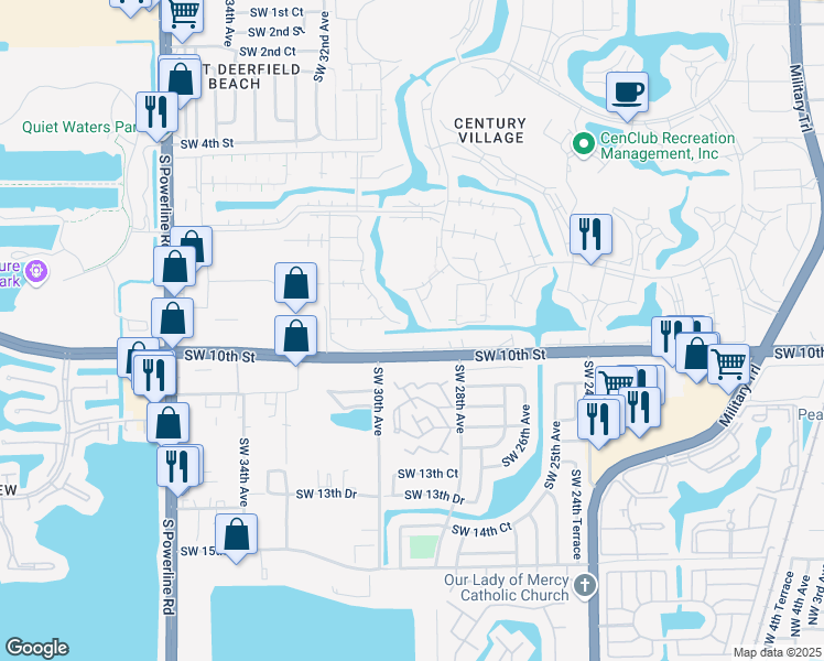 map of restaurants, bars, coffee shops, grocery stores, and more near 1060 Newport North in Deerfield Beach