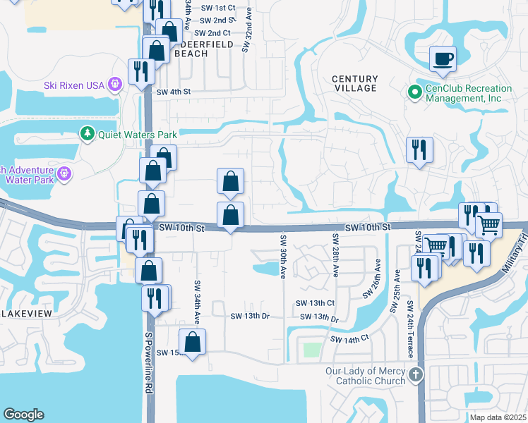 map of restaurants, bars, coffee shops, grocery stores, and more near 211 Newport M in Deerfield Beach