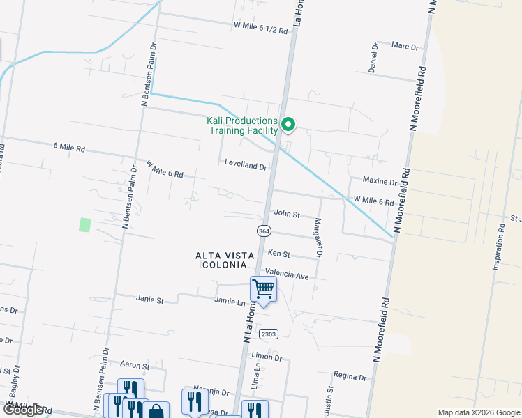 map of restaurants, bars, coffee shops, grocery stores, and more near 6 La Homa Road in Mission