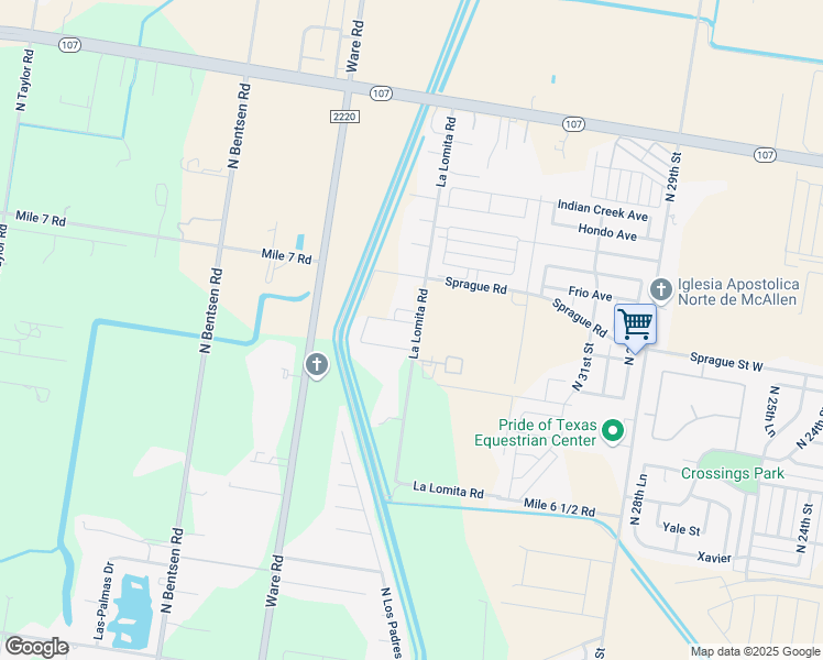 map of restaurants, bars, coffee shops, grocery stores, and more near 3605 Frio Avenue in McAllen