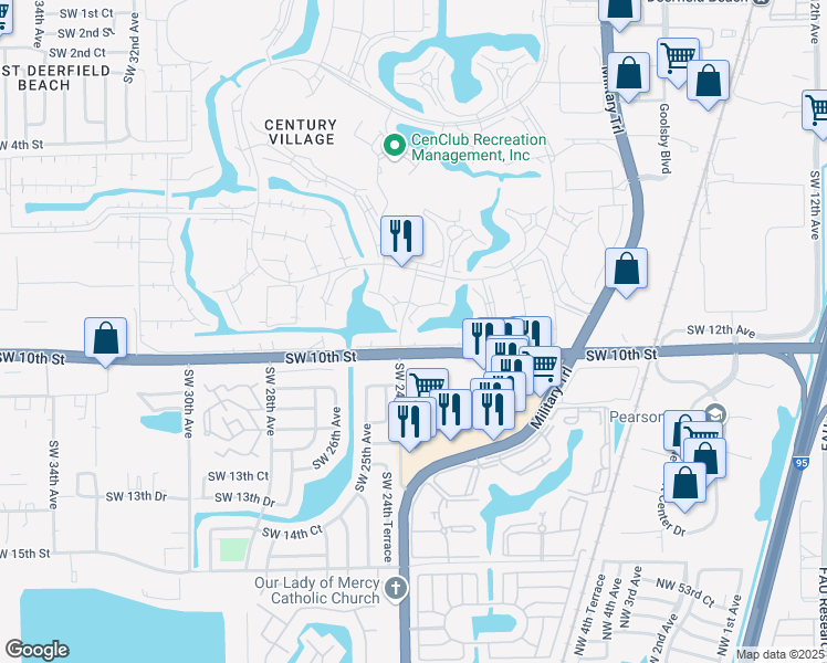 map of restaurants, bars, coffee shops, grocery stores, and more near 1024 Harwood C in Deerfield Beach