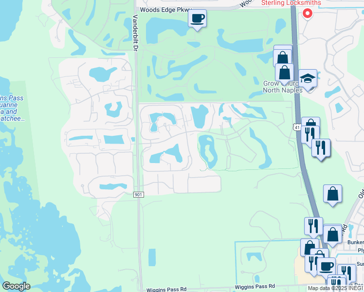 map of restaurants, bars, coffee shops, grocery stores, and more near 541 Lake Louise Circle in Naples