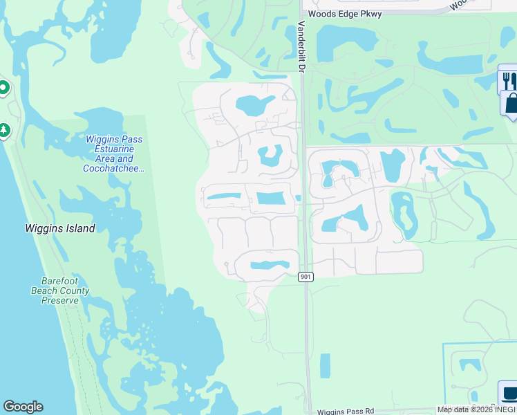 map of restaurants, bars, coffee shops, grocery stores, and more near 422 Eden Bay Drive in Naples