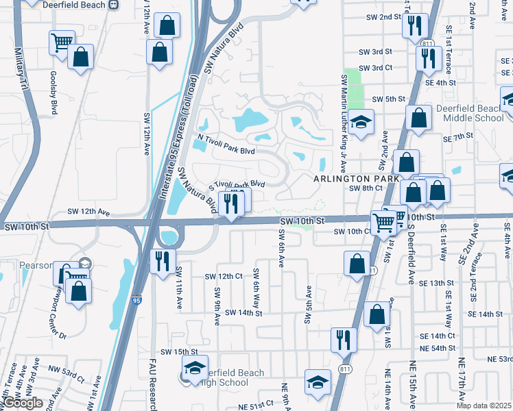 map of restaurants, bars, coffee shops, grocery stores, and more near 784 Tivoli Circle in Deerfield Beach