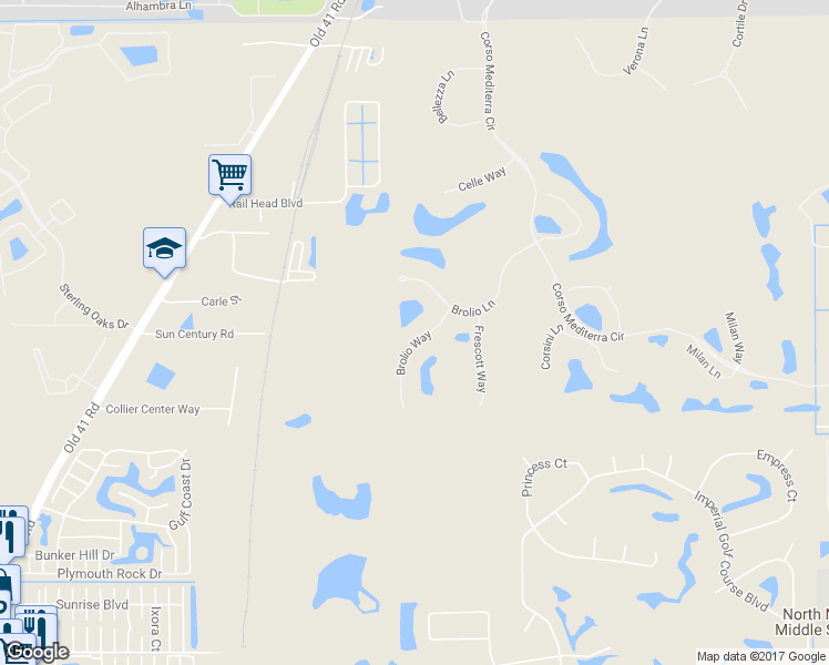 map of restaurants, bars, coffee shops, grocery stores, and more near 15183 Brolio Way in Naples