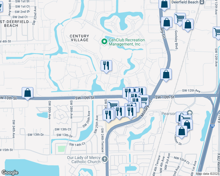 map of restaurants, bars, coffee shops, grocery stores, and more near 1024 Harwood C in Deerfield Beach