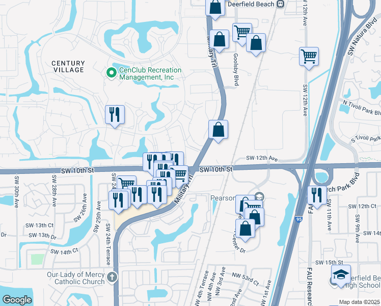 map of restaurants, bars, coffee shops, grocery stores, and more near 316 Farnham P in Deerfield Beach