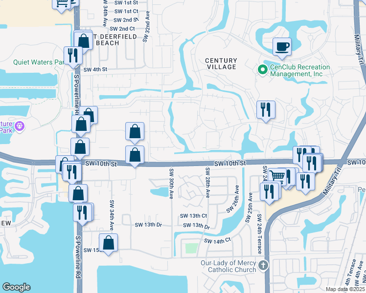 map of restaurants, bars, coffee shops, grocery stores, and more near 1060 Newport North in Deerfield Beach