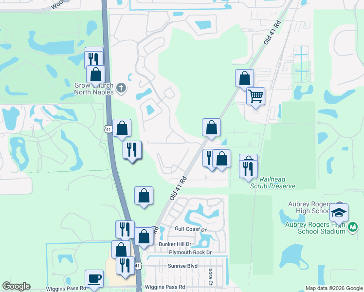 map of restaurants, bars, coffee shops, grocery stores, and more near 1788 Sanctuary Pointe Court in Naples
