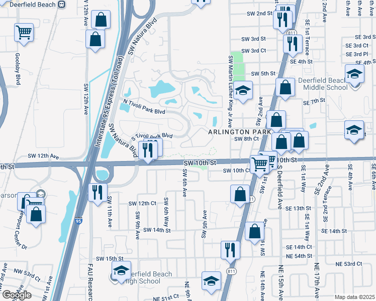 map of restaurants, bars, coffee shops, grocery stores, and more near 632 Trace Circle in Deerfield Beach