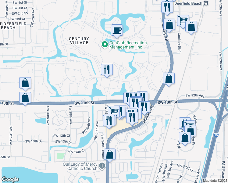 map of restaurants, bars, coffee shops, grocery stores, and more near 4018 Harwood C in Deerfield Beach