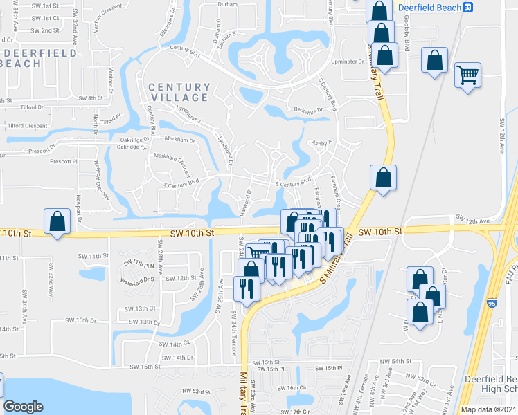 map of restaurants, bars, coffee shops, grocery stores, and more near 4018 Harwood C in Deerfield Beach