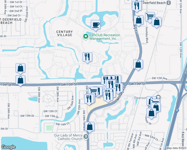 map of restaurants, bars, coffee shops, grocery stores, and more near 4018 Harwood C in Deerfield Beach