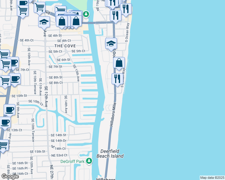 map of restaurants, bars, coffee shops, grocery stores, and more near 1991 Southeast 10th Street in Deerfield Beach