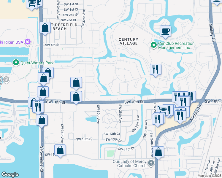 map of restaurants, bars, coffee shops, grocery stores, and more near 110 Oakridge H in Deerfield Beach
