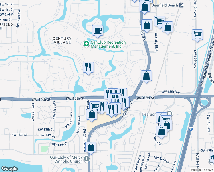 map of restaurants, bars, coffee shops, grocery stores, and more near 4017 Farnham North in Deerfield Beach