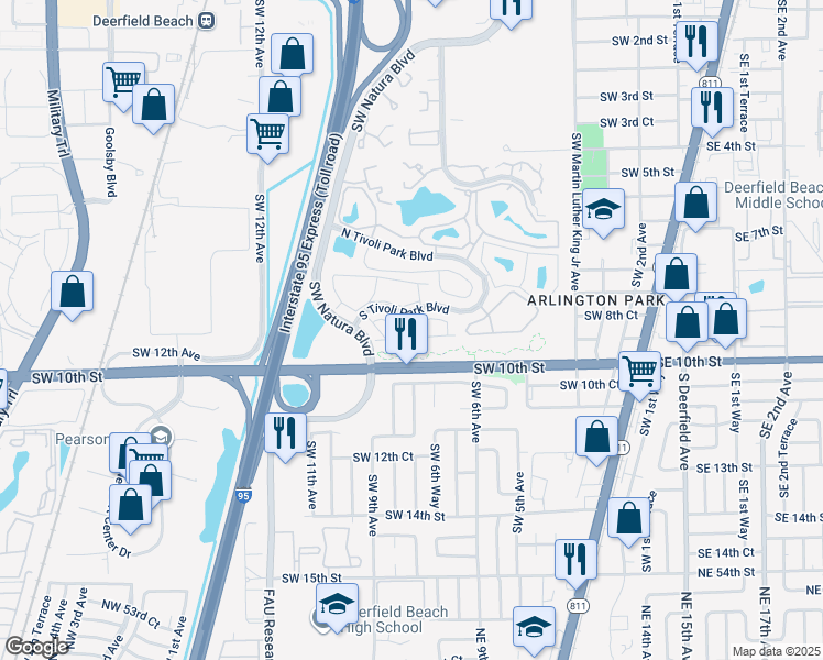 map of restaurants, bars, coffee shops, grocery stores, and more near 784 Tivoli Circle in Deerfield Beach