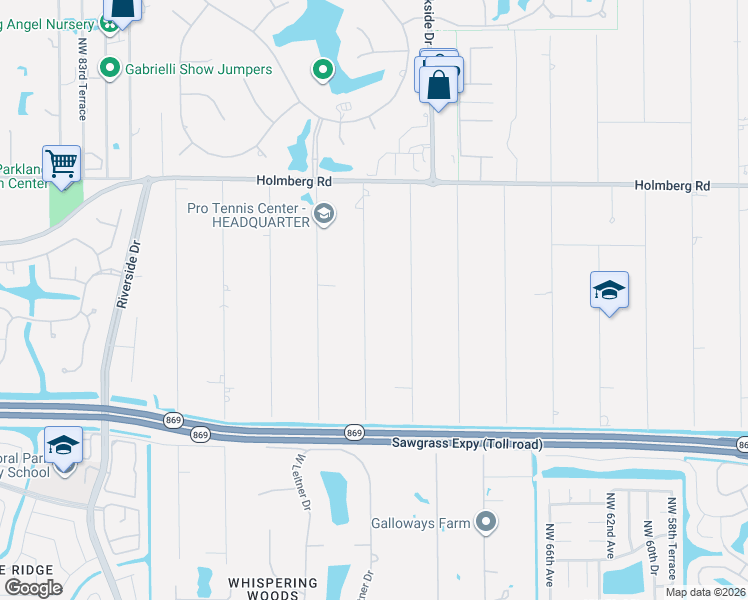 map of restaurants, bars, coffee shops, grocery stores, and more near 6086 Northwest 74th Terrace in Parkland