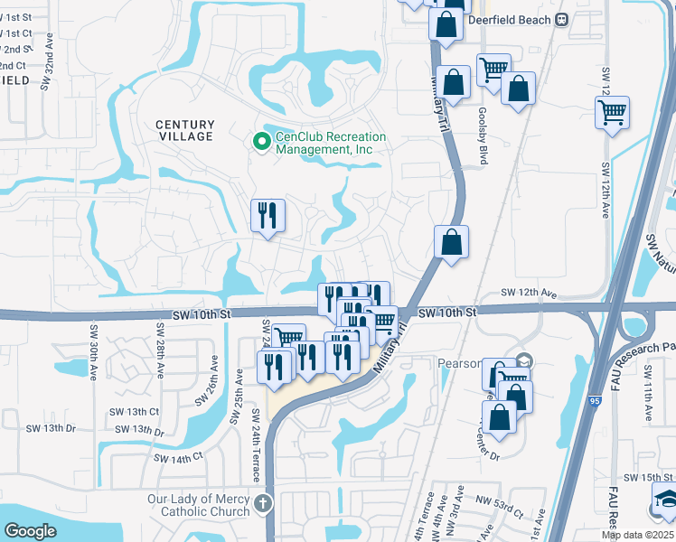 map of restaurants, bars, coffee shops, grocery stores, and more near 4017 Farnham North in Deerfield Beach