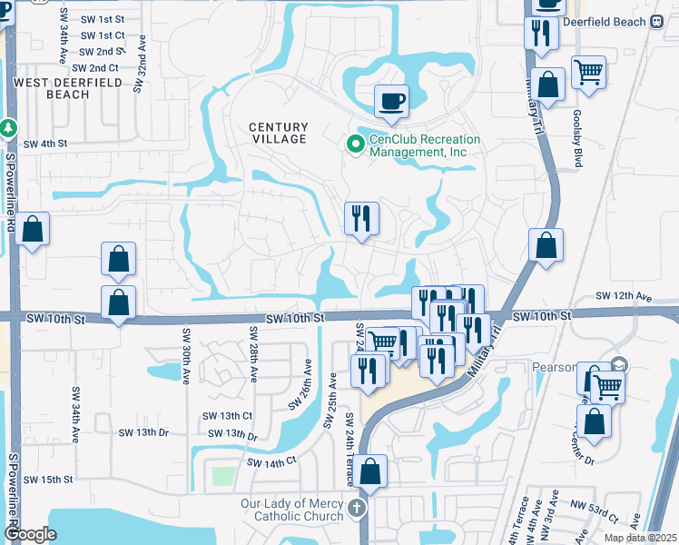 map of restaurants, bars, coffee shops, grocery stores, and more near 4085 Harwood F in Deerfield Beach