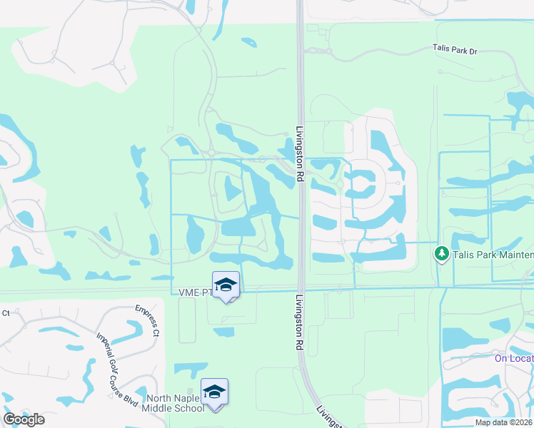map of restaurants, bars, coffee shops, grocery stores, and more near 15703 Villoresi Way in Naples