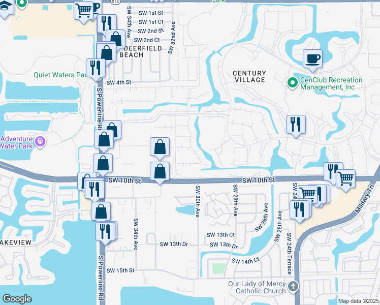 map of restaurants, bars, coffee shops, grocery stores, and more near 3033 Newport H in Deerfield Beach