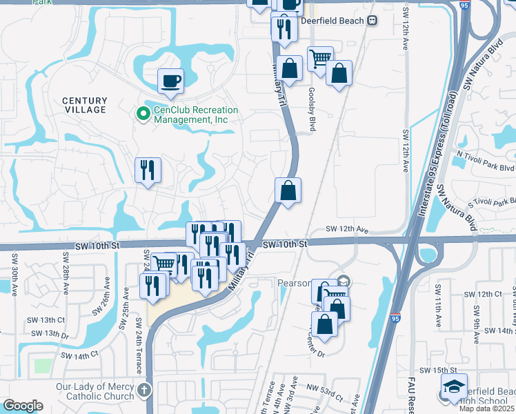 map of restaurants, bars, coffee shops, grocery stores, and more near 15 Farnham B in Deerfield Beach