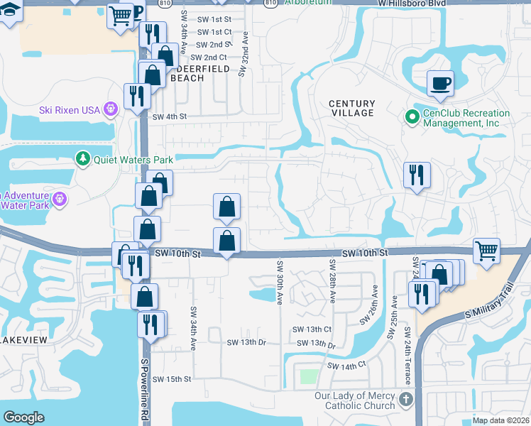 map of restaurants, bars, coffee shops, grocery stores, and more near 3033 Newport H in Deerfield Beach