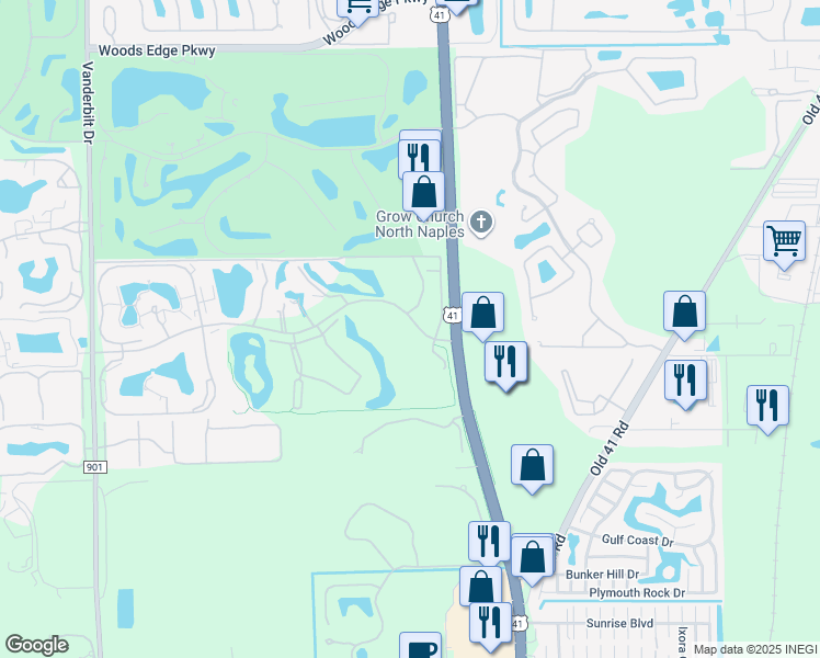 map of restaurants, bars, coffee shops, grocery stores, and more near 850 Retreat Drive in Naples