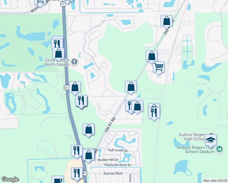 map of restaurants, bars, coffee shops, grocery stores, and more near 14508 Sterling Oaks Drive in Naples