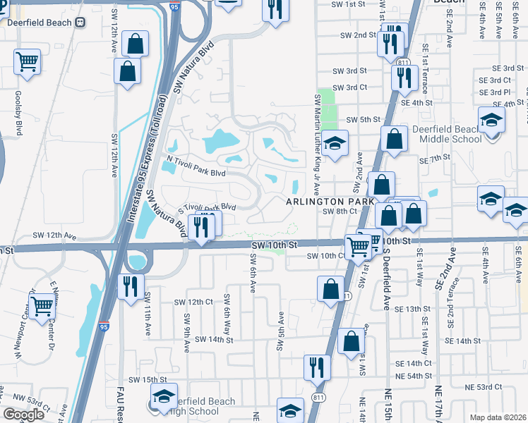 map of restaurants, bars, coffee shops, grocery stores, and more near 522 Trace Circle in Deerfield Beach