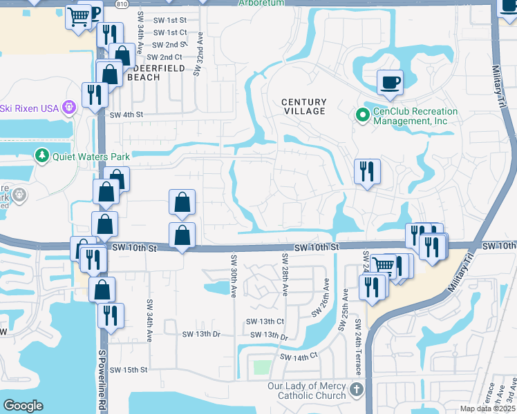 map of restaurants, bars, coffee shops, grocery stores, and more near 4064 Oakridge F in Deerfield Beach